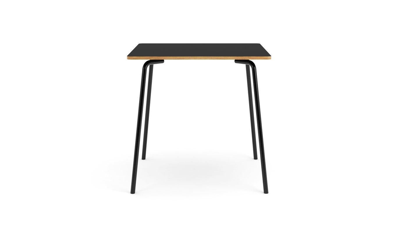 Modern Hayche Otto Square Black Table, Metal Legs and Plywood Top, United Kingdom For Sale