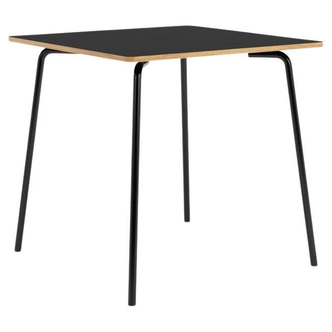 Hayche Otto Square Black Table, Metal Legs and Plywood Top, United Kingdom For Sale
