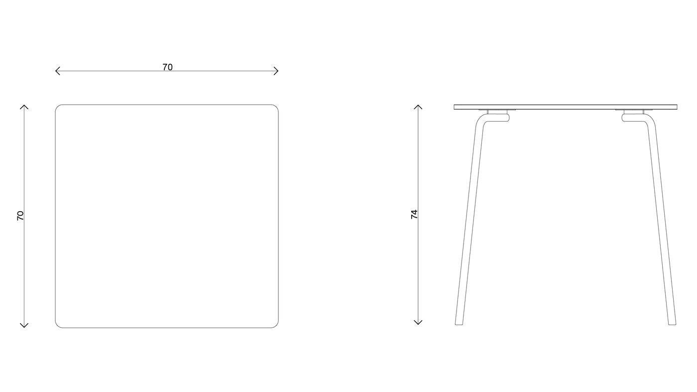 Modern Hayche Otto Square White Table, Metal Legs and Plywood Top, United Kingdom For Sale