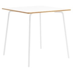 Hayche Otto Square White Table, Metal Legs and Plywood Top, United Kingdom