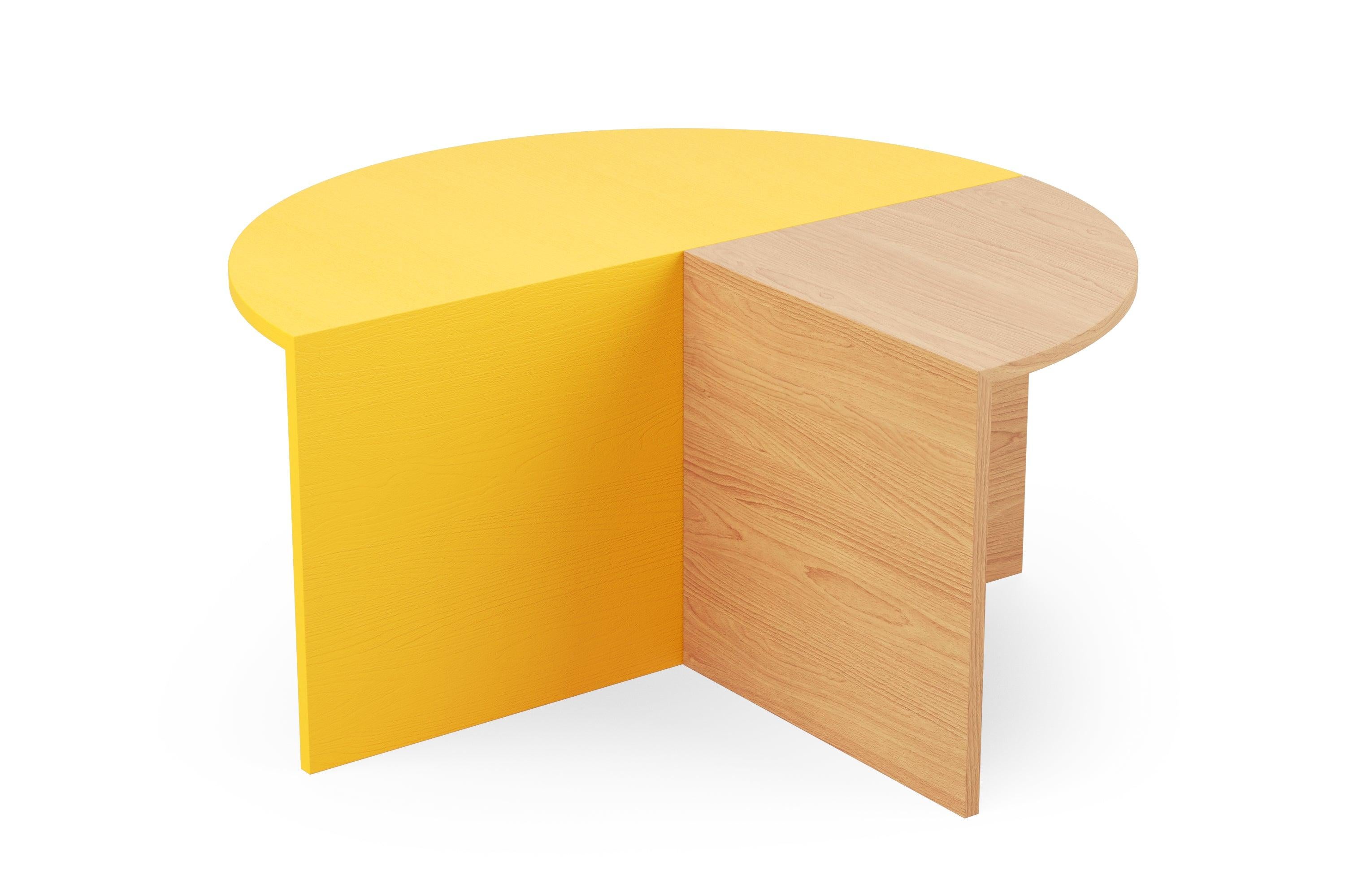 Hayche Pie Chart System 1/2 Table, Yellow, Solid Wood, UK, Made To Order In New Condition For Sale In Liverpool, GB