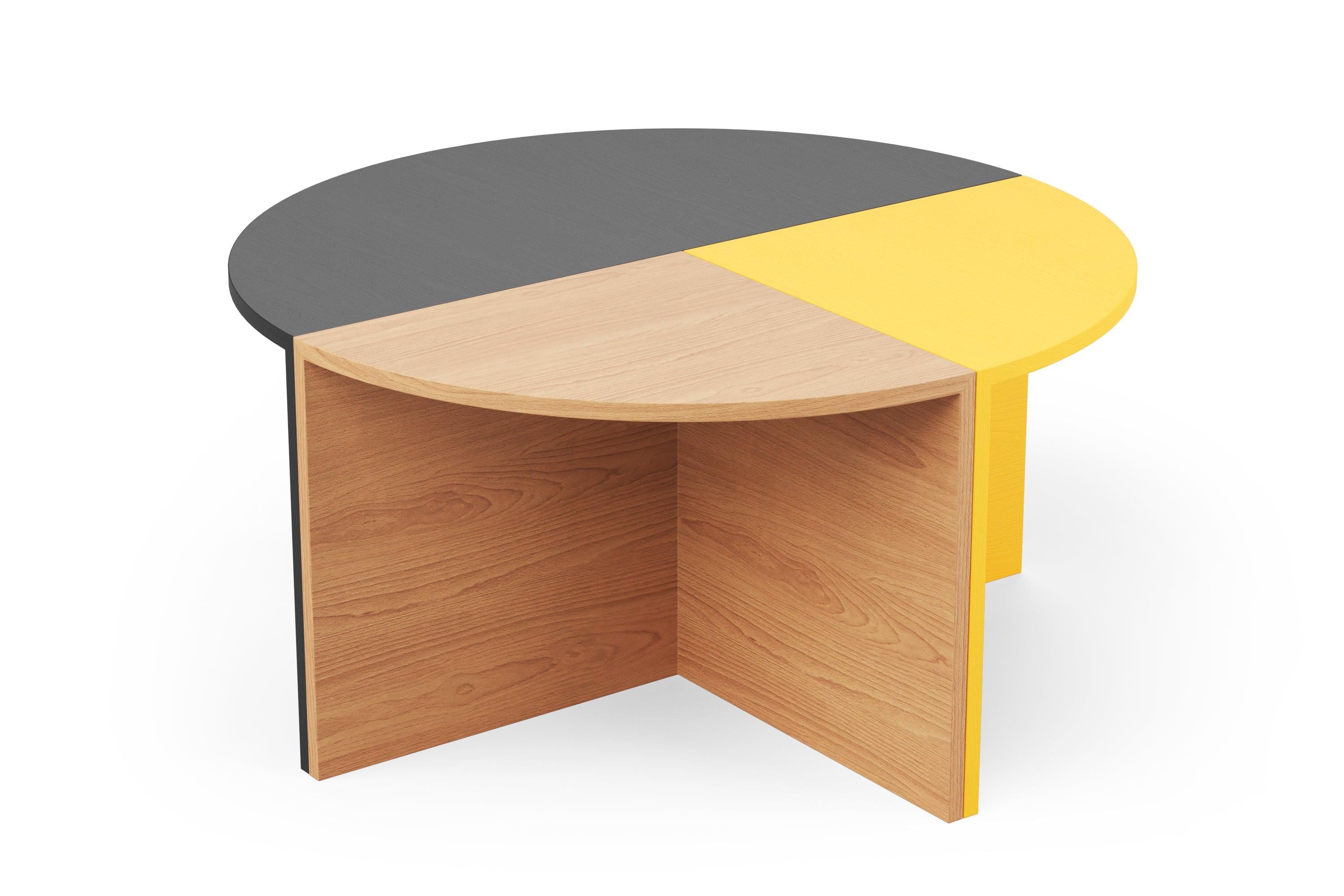 Modern Hayche Pie Chart System 1/4 Table, Black, Solid Wood, UK, Made To Order For Sale