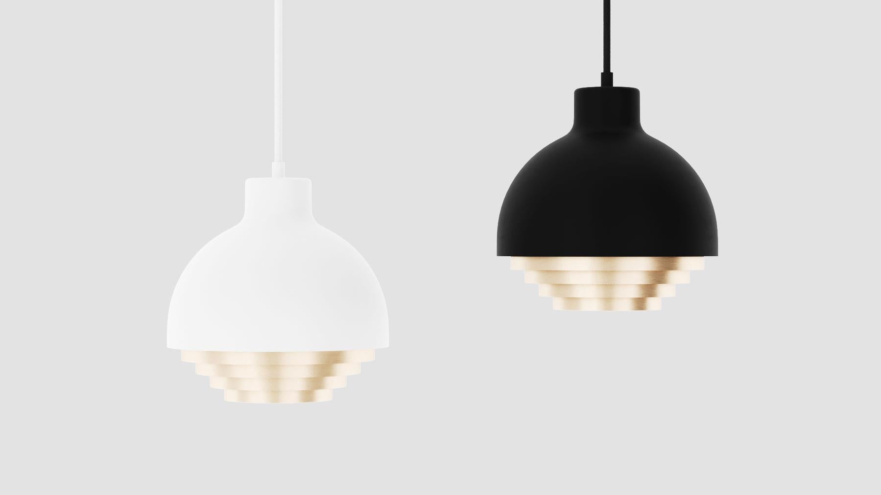 Modern Hayche Strata Pendant Lamp, White & Brass, United Kingdom, in Stock For Sale