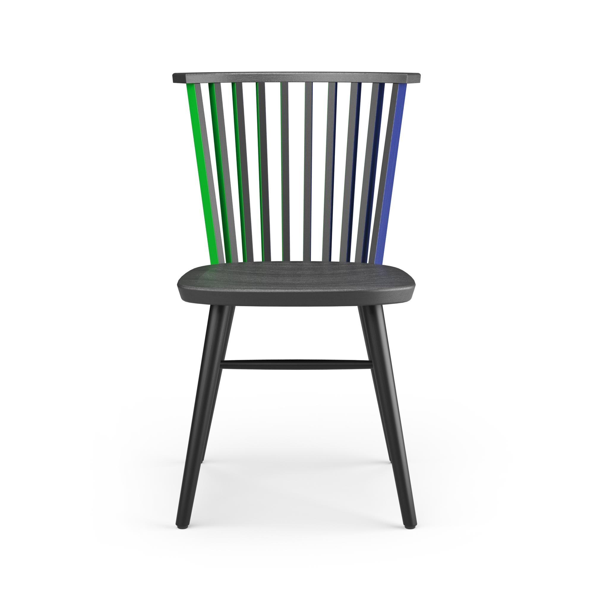 Mexican Hayche, Tornasol chair, Black, Green & Blue, Solid Wood, UK, Made To Order For Sale