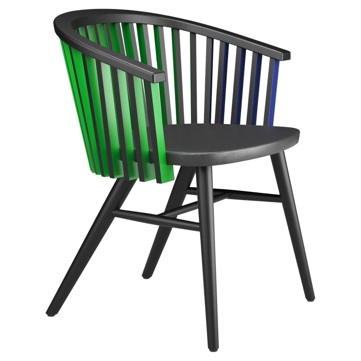 Hayche, Tornasol Rounded chair, Bla, Green & Blue, Solid Wood, UK, Made To Order