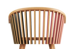 Hayche, Tornasol Rounded chair, Oak, Green & Pink, Solid Wood, UK, Made To Order
