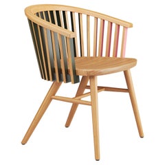 Hayche, Tornasol Rounded chair, Oak, Green & Pink, Solid Wood, UK, Made To Order
