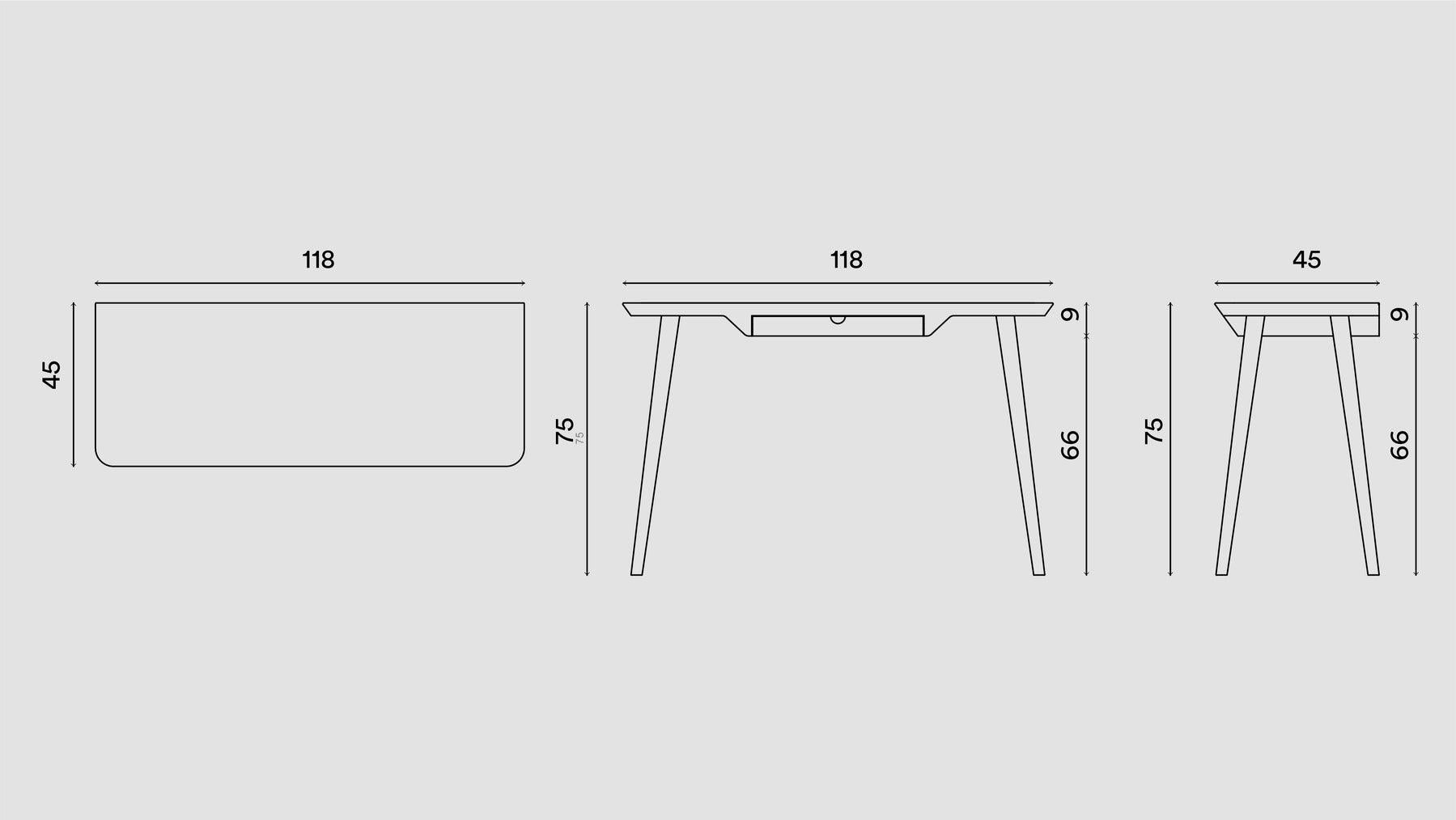 British Hayche WW Desk Oak & Black, United Kingdom, Made to order For Sale