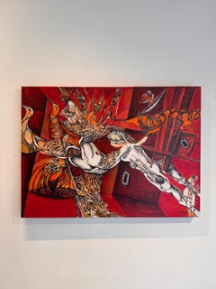 Pareja: Pintura en técnica mixta sobre tabla, figurativa, 54 x 74 cm, 2010+