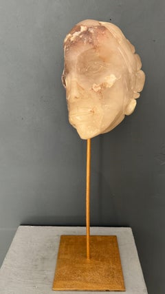Meditación: Alabaster Sculpture, Contemporary Figurative Art, 70x20x20 cm