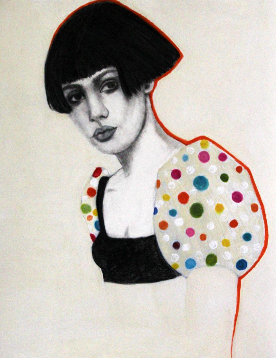 Mixed Media auf Papier, Manschettenknöpfe – Mixed Media Art von Haydee Torres