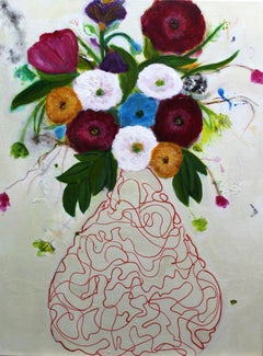 Flowers in a Pot II, Painting, Acrylic on Canvas