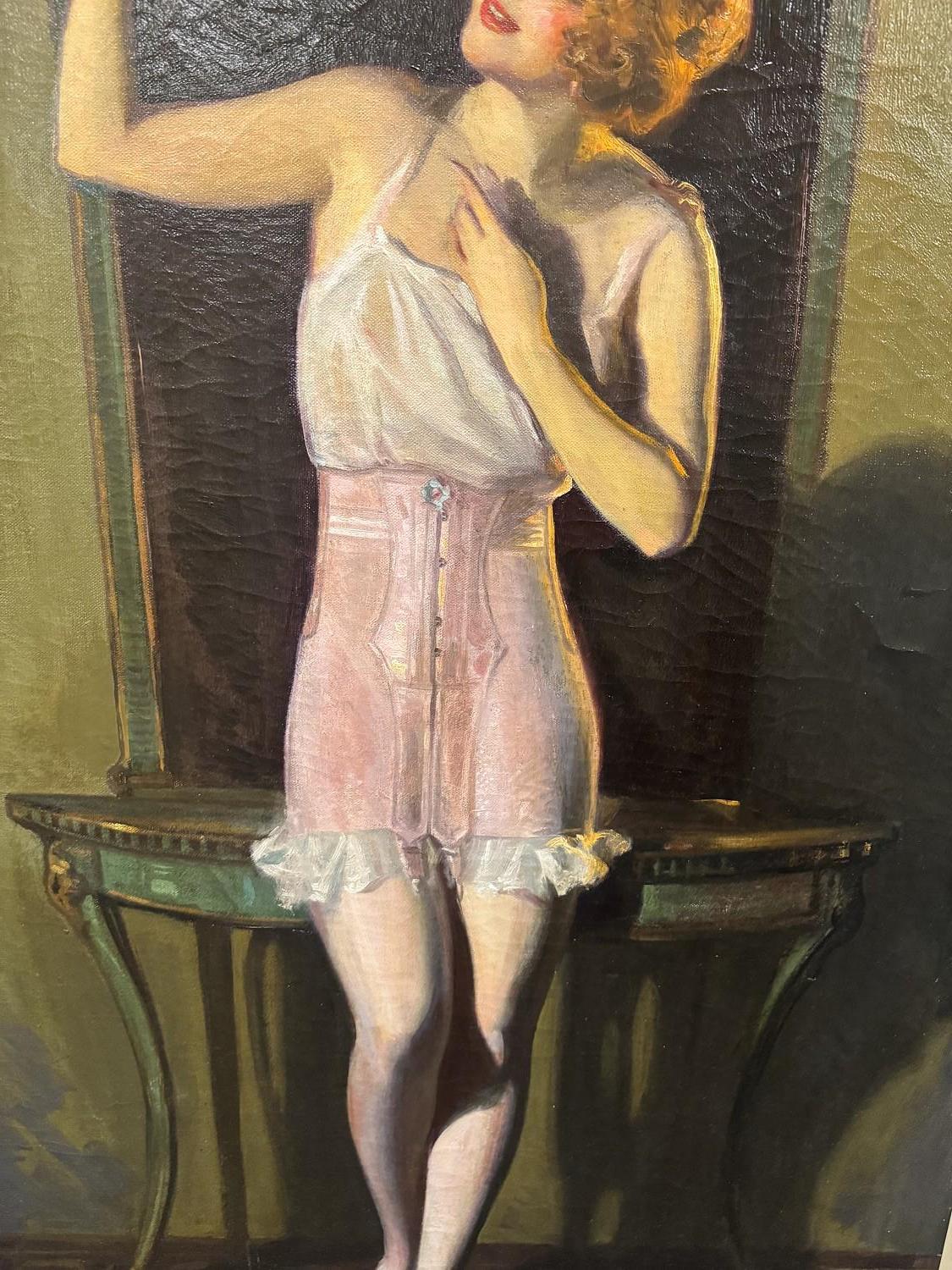 Woman with Bird, Advertisement for Treo Elastic Girdles, circa 1923 For Sale 1