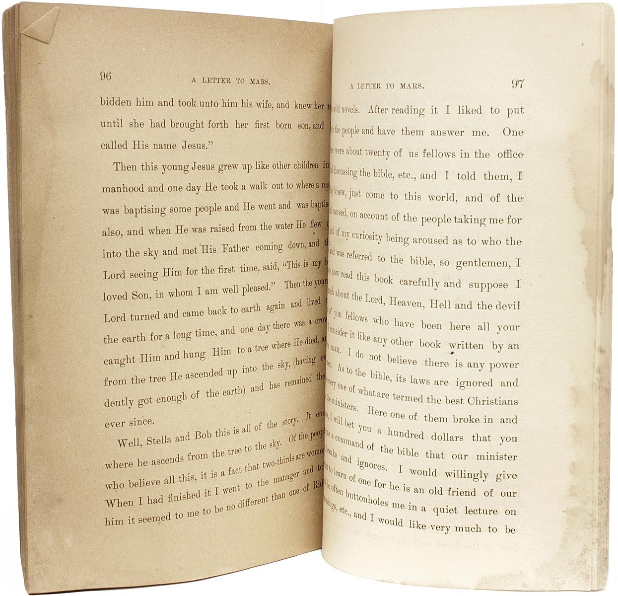 Hayden, J. J... A Letter to Mars, Erstausgabe, Denver, 1892 im Zustand „Gut“ im Angebot in Hillsborough, NJ