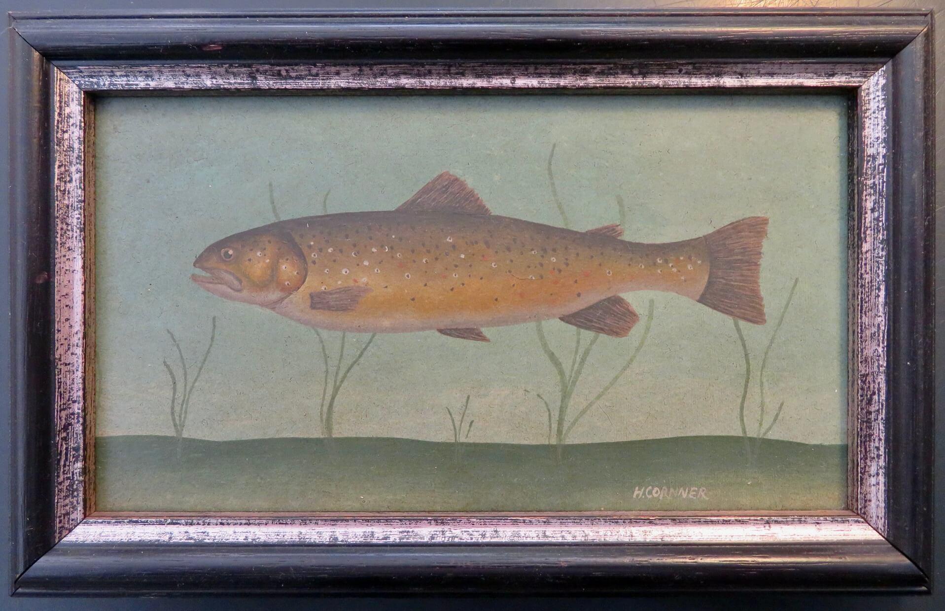 Ein feines Pärchen kleiner originaler Fischstudien-Ölgemälde 