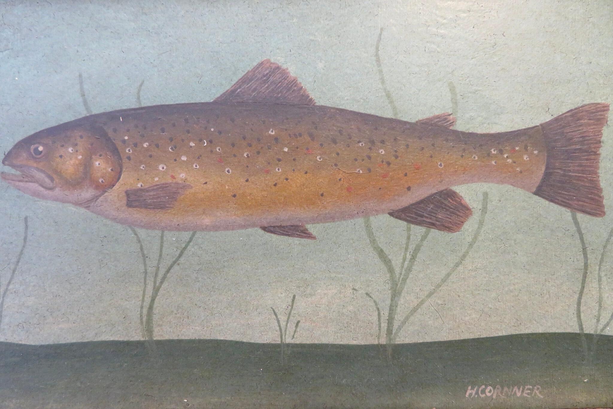 Ein feines Pärchen kleiner originaler Fischstudien-Ölgemälde 