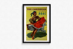 1953 original travel poster The Caribbean Fly There by BOAC