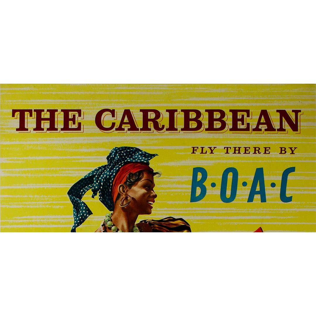1953 original travel poster The Caribbean Fly There by BOAC For Sale 1