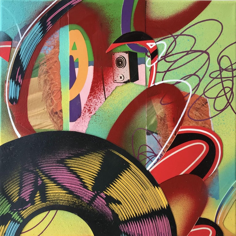 Hayes Bowie Let it Play Mixed Media Square Painting using Spray