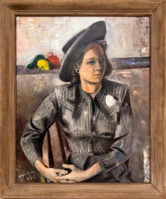 1945 Portrait of Bessy Lyon by Hayes Lyon, Mid-Century American Oil Painting