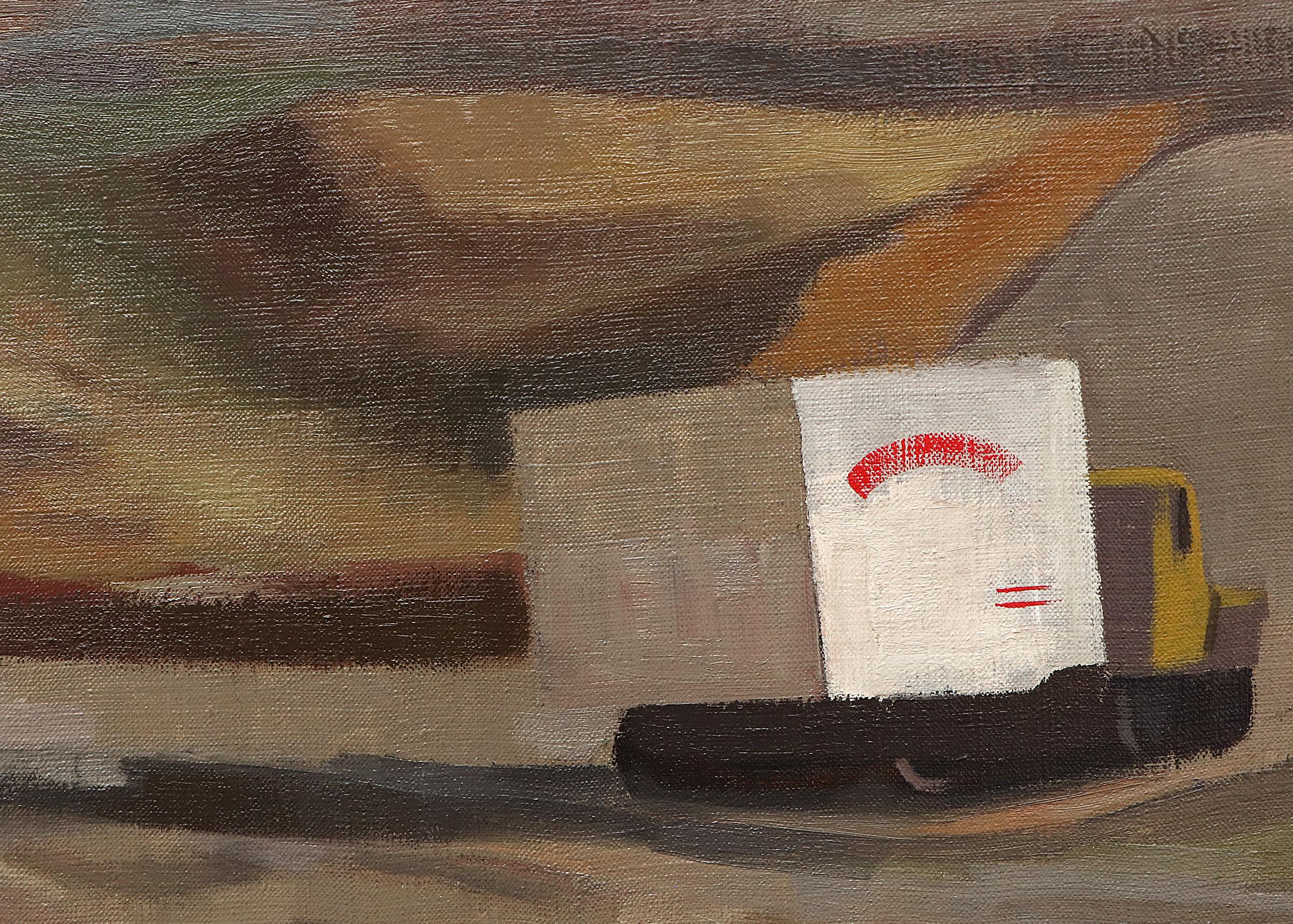 Peinture de paysage à l'huile sur toile de Hayes Lyon (1901-1987) datant de l'époque du WPA et intitulée 