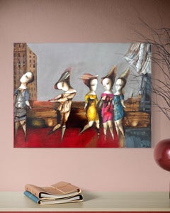 Abstrakte Muse, Abstrakt Figurativ Original Ölgemälde, Unikat