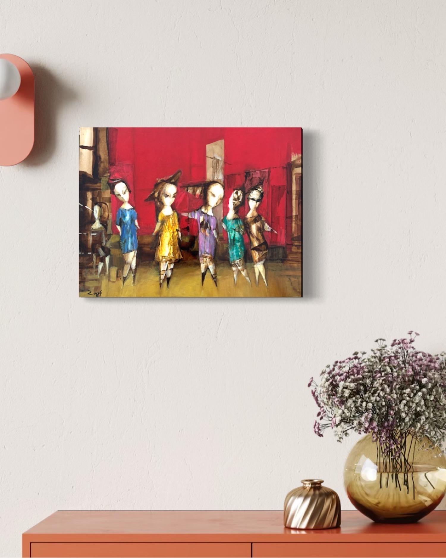 Célébrité, Abstrait Figuratif Peinture à l'huile originale, unique en son genre en vente 1