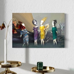 Club Figuratives Abstraktes Kunstwerk Original Ölgemälde, ein Unikat