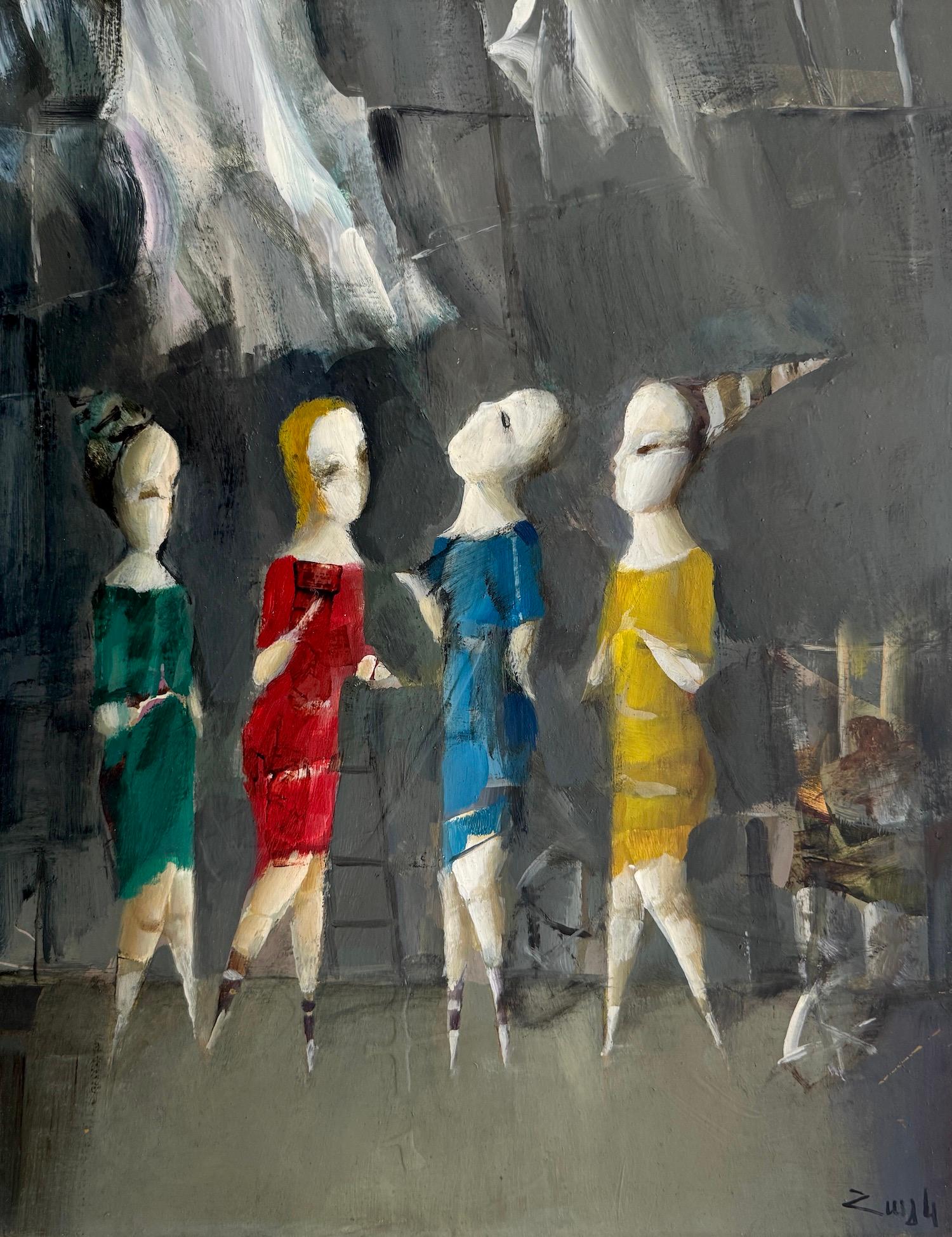 Fashion Day Figurative Abstract Art Original oil painting, one of a kind