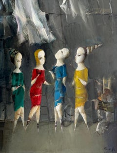 Fashion Day Figurative Abstract Art Original oil painting, one of a kind