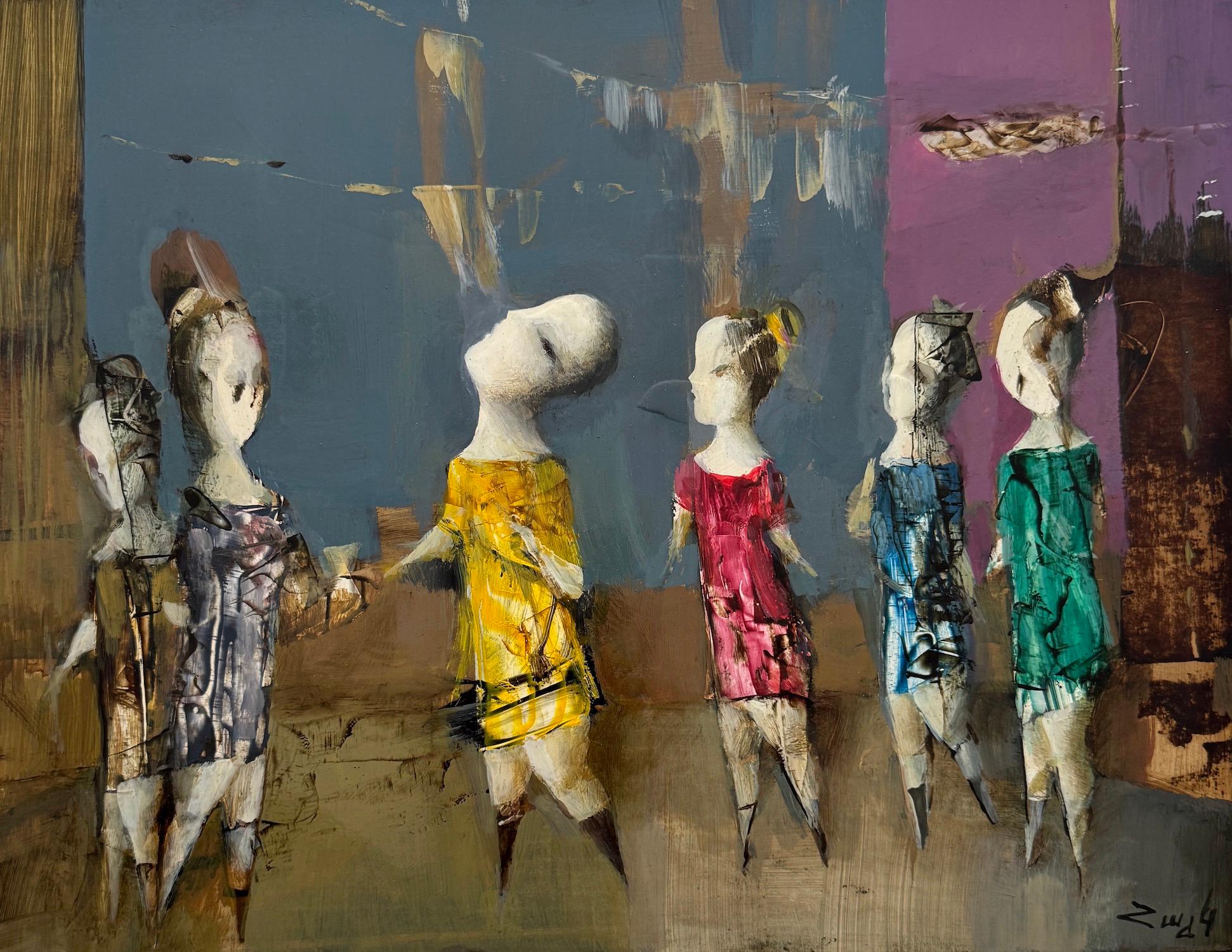 Fashion Day Figurative Abstract Artwork Original oil painting, one of a kind