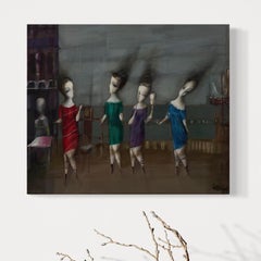 Feminin Figurativ Abstraktes Kunstwerk Original Ölgemälde, ein Unikat