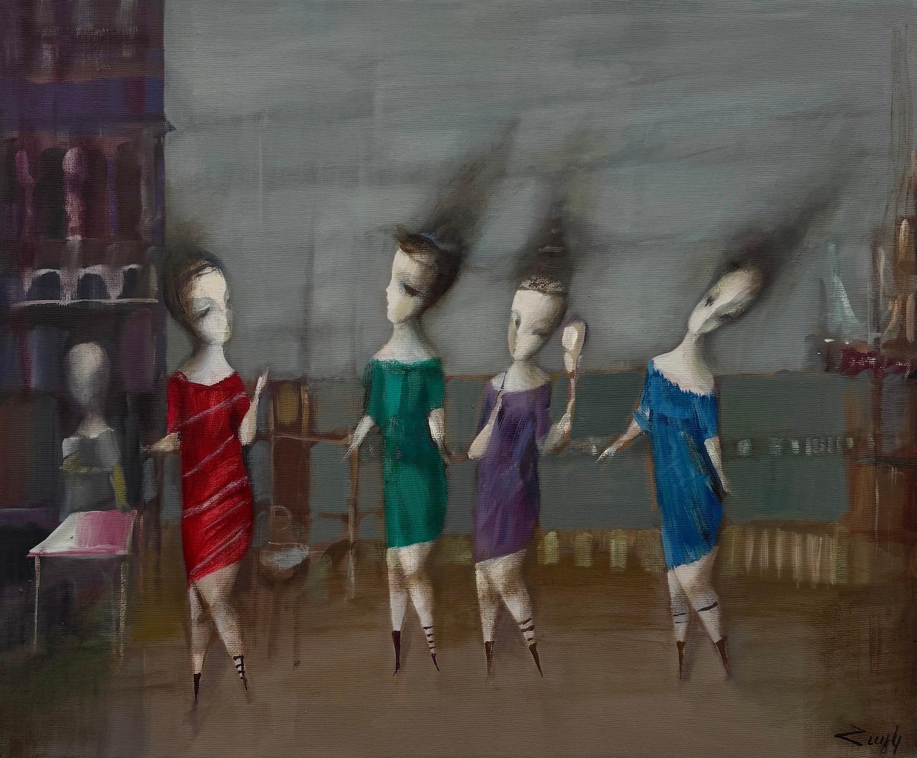 Feminine Figurative Abstract Artwork Original oil painting, one of a kind