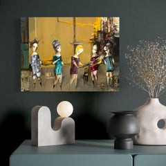 Meeting Figurative Abstract Artwork Original oil painting, one of a kind