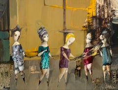 Meeting Figurative Abstract Artwork Original oil painting, one of a kind