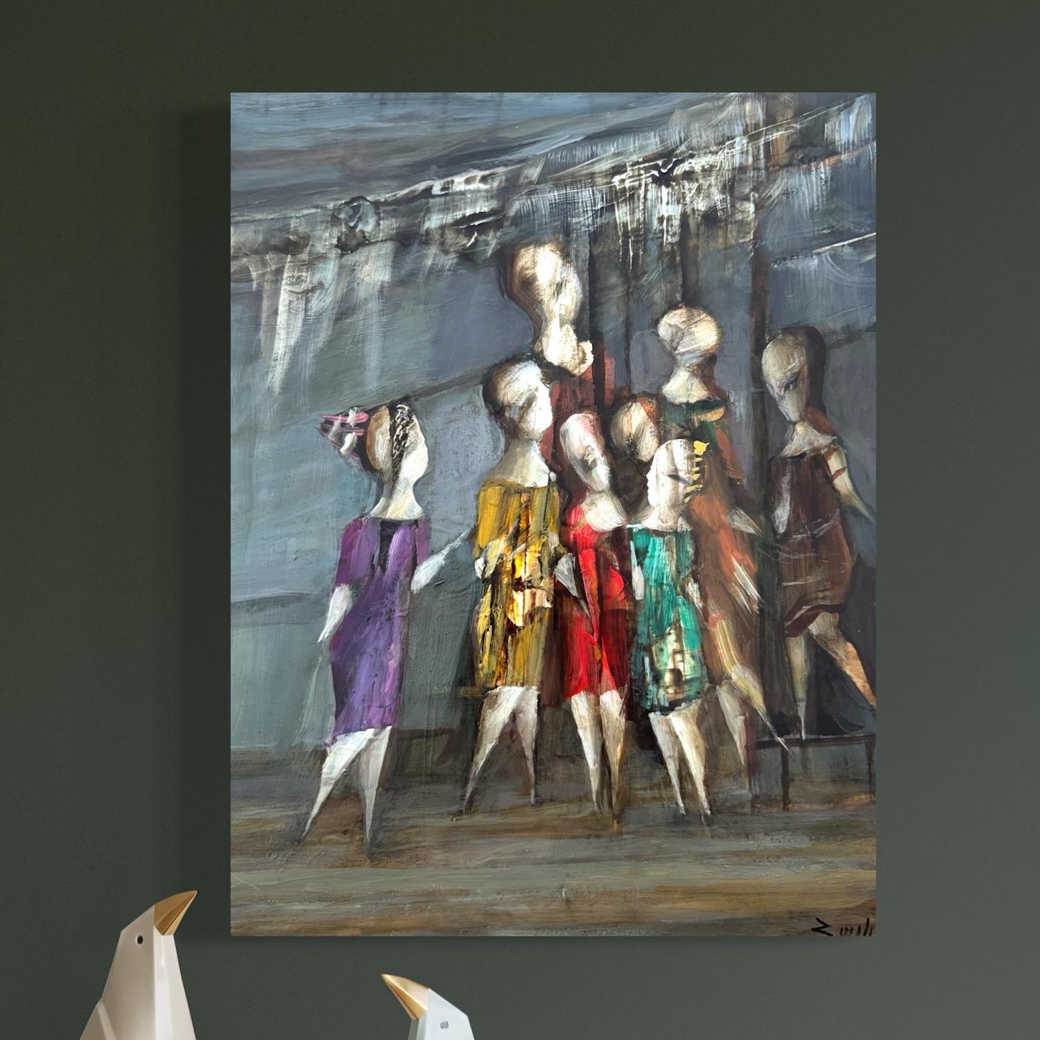 Miroir, Figuratif abstrait Peinture à l'huile originale, unique en son genre - Painting de Hayk Gasparyan