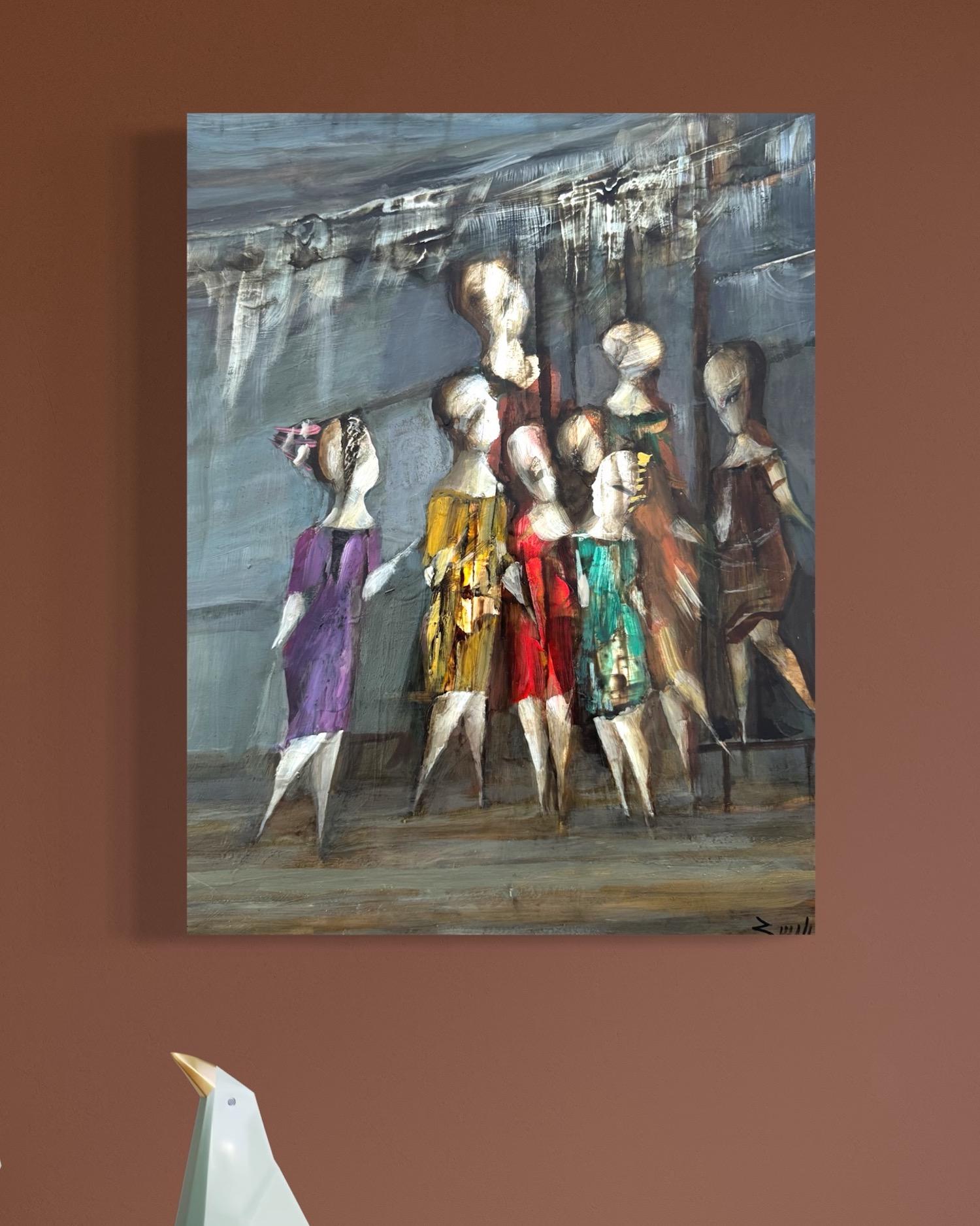 Miroir, Figuratif abstrait Peinture à l'huile originale, unique en son genre - Impressionnisme Painting par Hayk Gasparyan