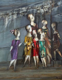 Miroir, Figuratif abstrait Peinture à l'huile originale, unique en son genre