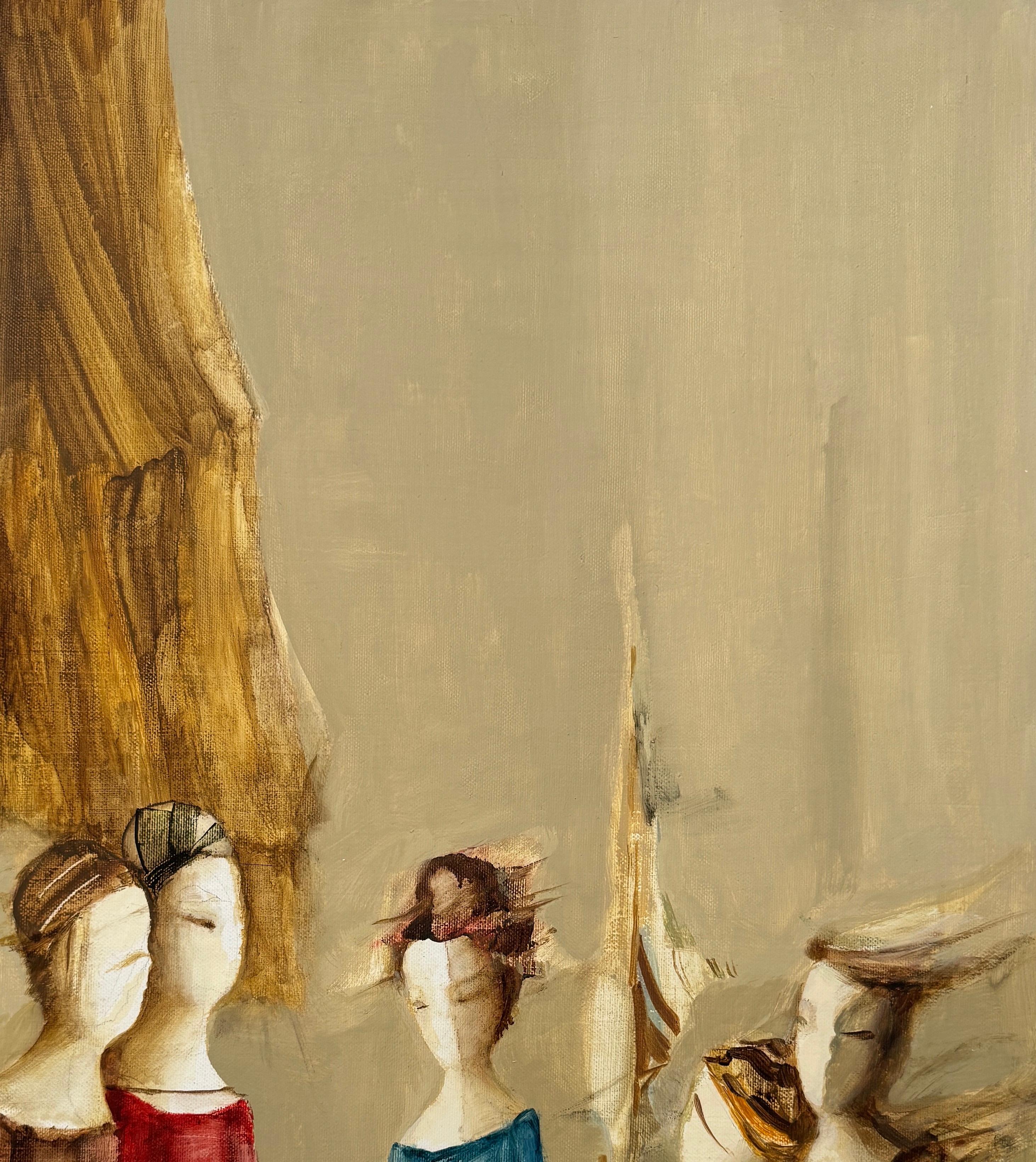 Fiesta, Abstracto Figurativo Pintura al óleo original, única en su género - Painting Impresionista de Hayk Gasparyan