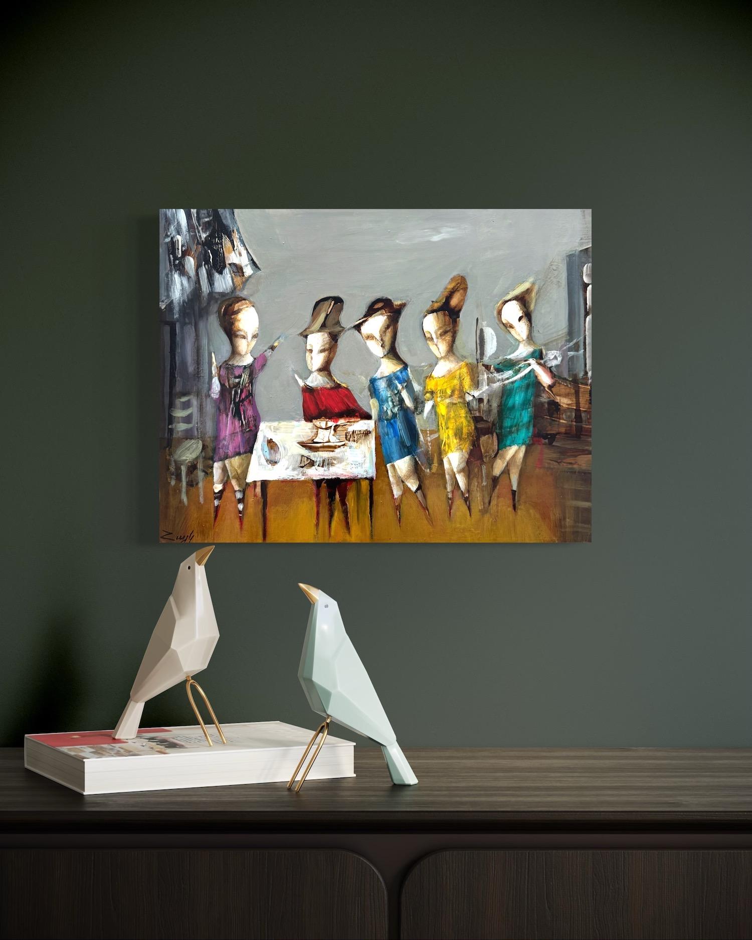 Artist: Hayk Gasparyan
Work: Original oil Painting, One of a Kind
Medium: Oil on Cardboard,
Year: 2025
Style: Abstract, Figurative
Title: Party
Size: 13.5