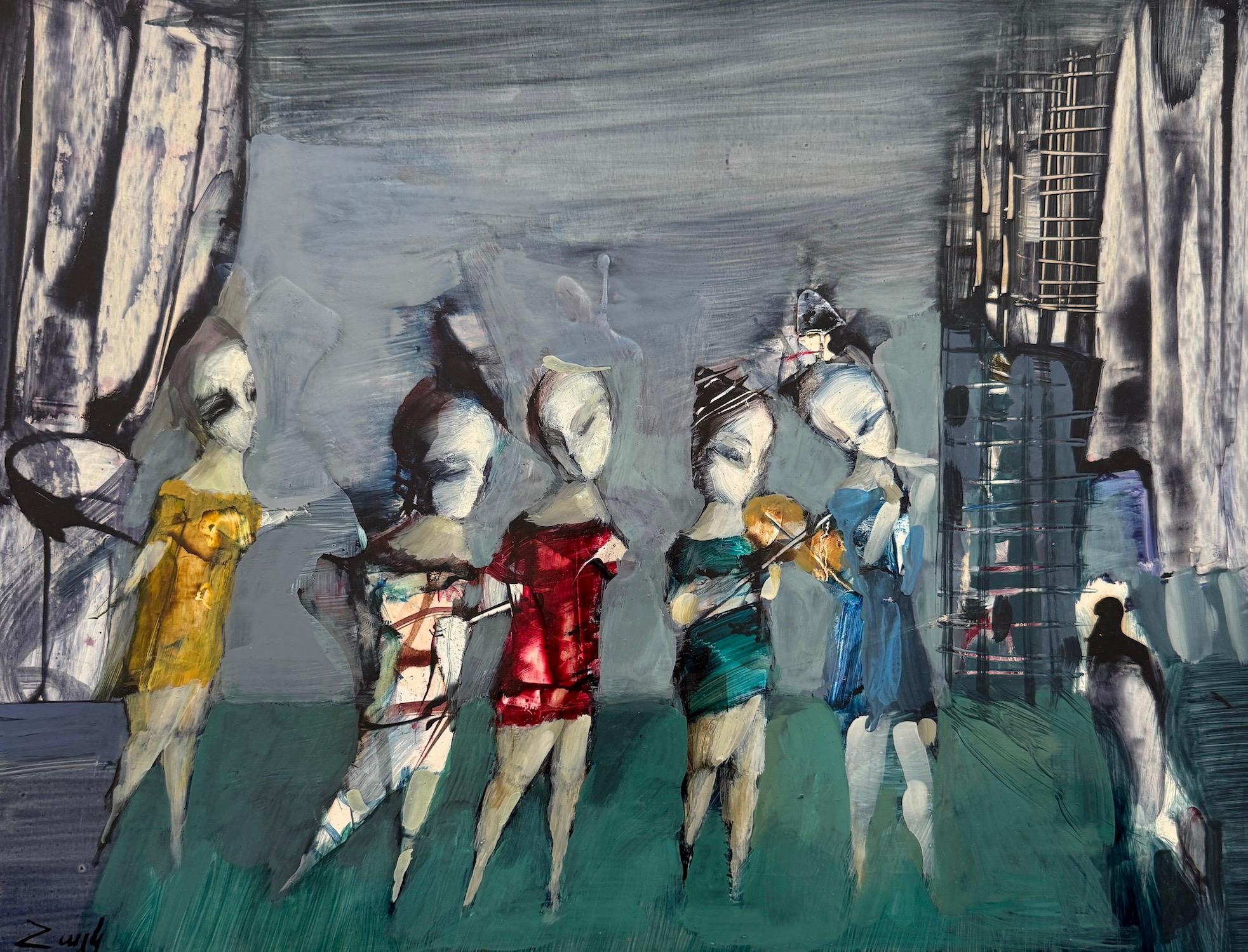 Performance Figurative Abstract Artwork Original oil painting, one of a kind