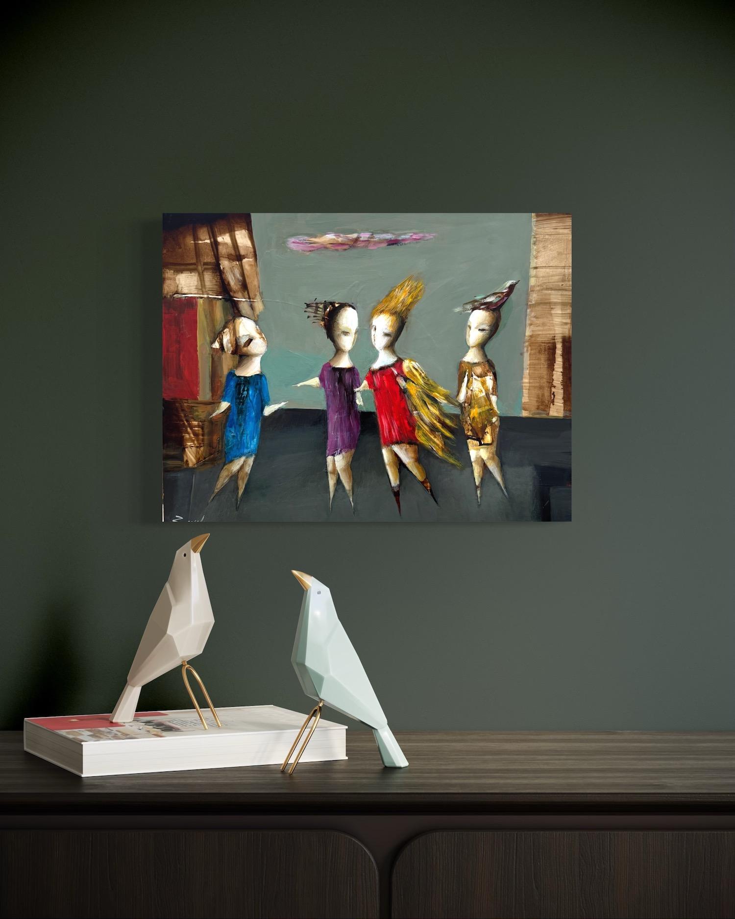 Serenade of Form, Abstrakt Figurativ Original Ölgemälde, Unikat – Painting von Hayk Gasparyan