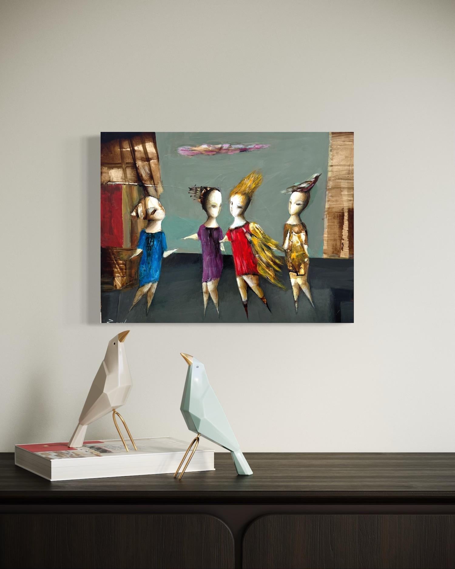 Serenade of Form, Abstrakt Figurativ Original Ölgemälde, Unikat (Schwarz), Figurative Painting, von Hayk Gasparyan