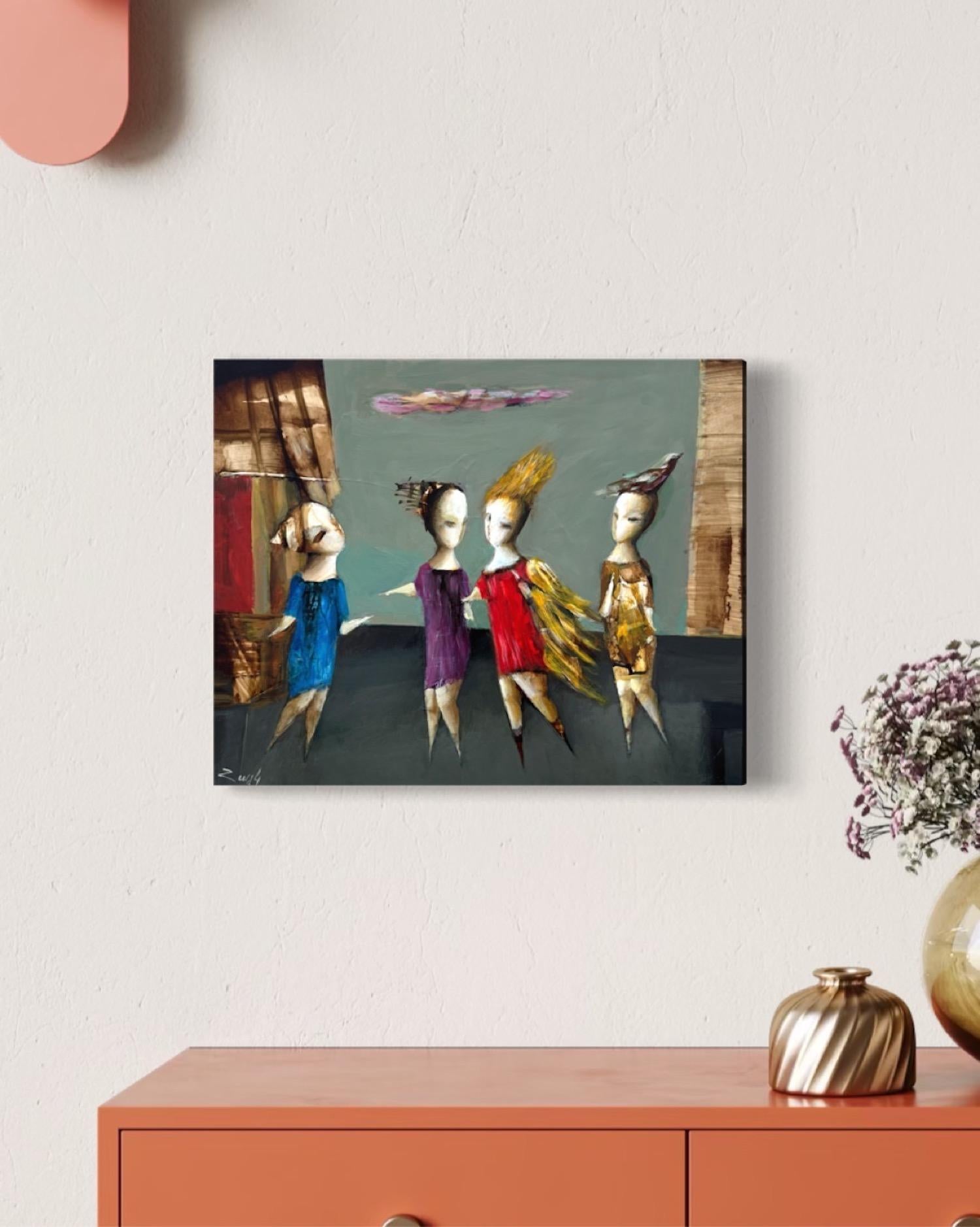 Serenade of Form, Abstrakt Figurativ Original Ölgemälde, Unikat im Angebot 1