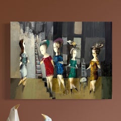 Figuratives abstraktes Kunstwerk zeigen Original Ölgemälde, ein Unikat