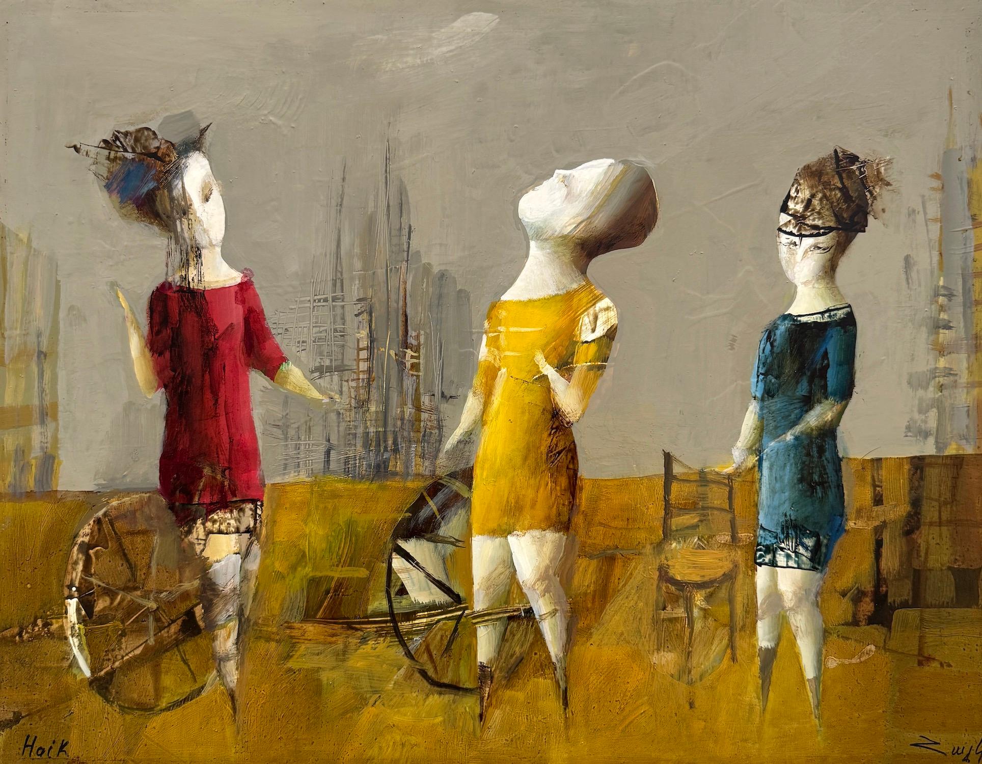 Urban Pulse Figurative Abstract Artwork Original oil painting, one of a kind