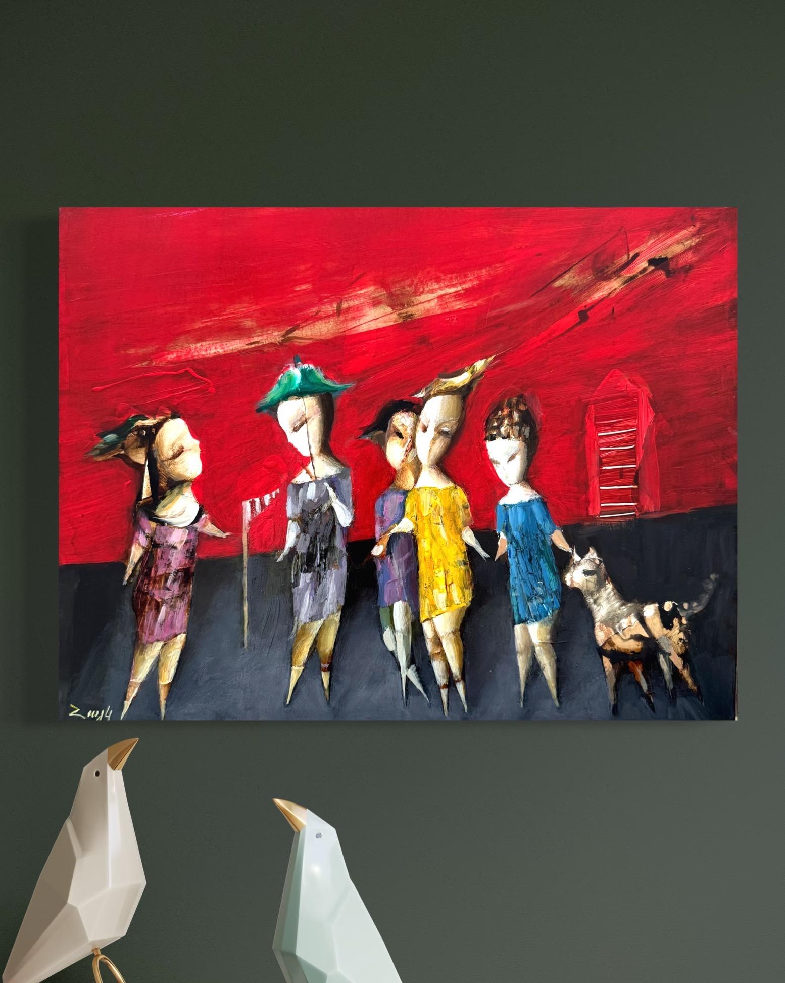 Gehen, Abstrakt Figurativ Original Ölgemälde, Unikat (Impressionismus), Painting, von Hayk Gasparyan