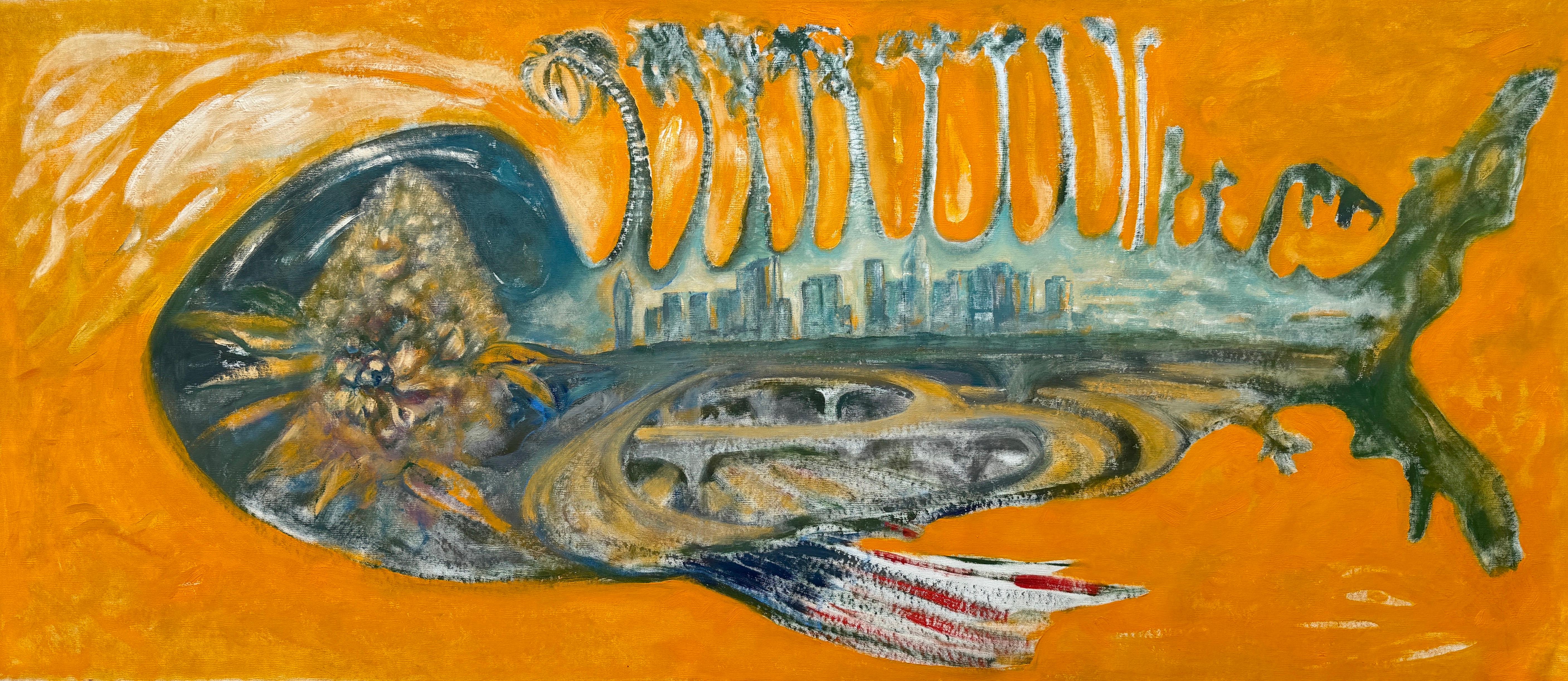 Hayk Margaryan Abstract Painting – New LA, Großformatiges abstraktes Original-Ölgemälde in Öl, hängefertig, hängefertig