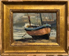 "Boat on Beach" Hayley Lever, Modernist, Quick Brushwork, Boat in Marina