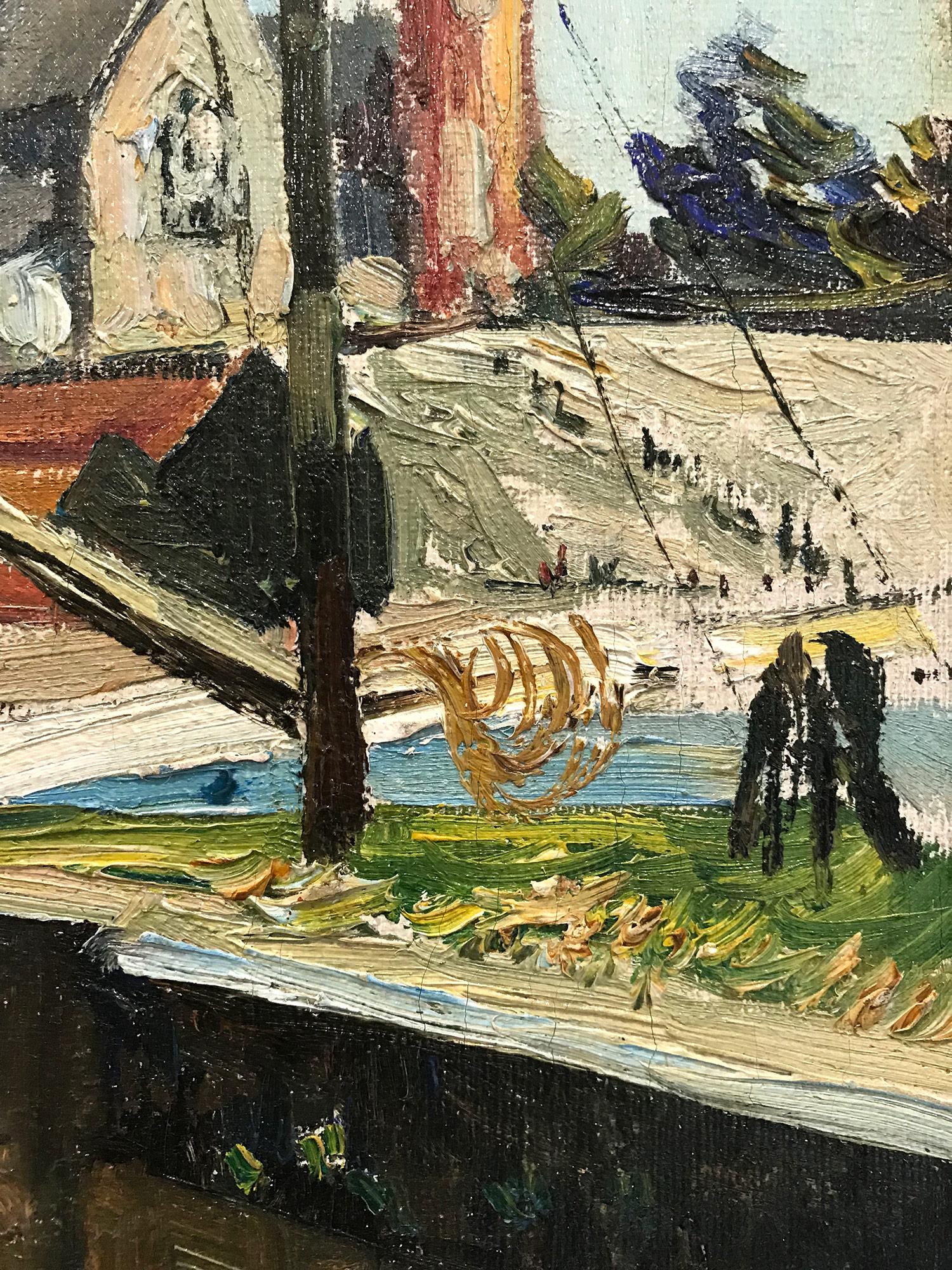 „Canal Locks, Devon, England“, Öl auf Leinwand, impressionistisches Landschaftsgemälde im Angebot 4